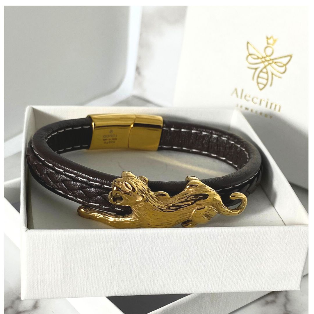 Herren lederarmband 20cm, Jaguar Details