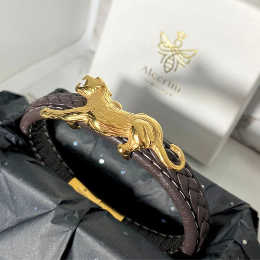 Herren lederarmband 20cm, Jaguar Details