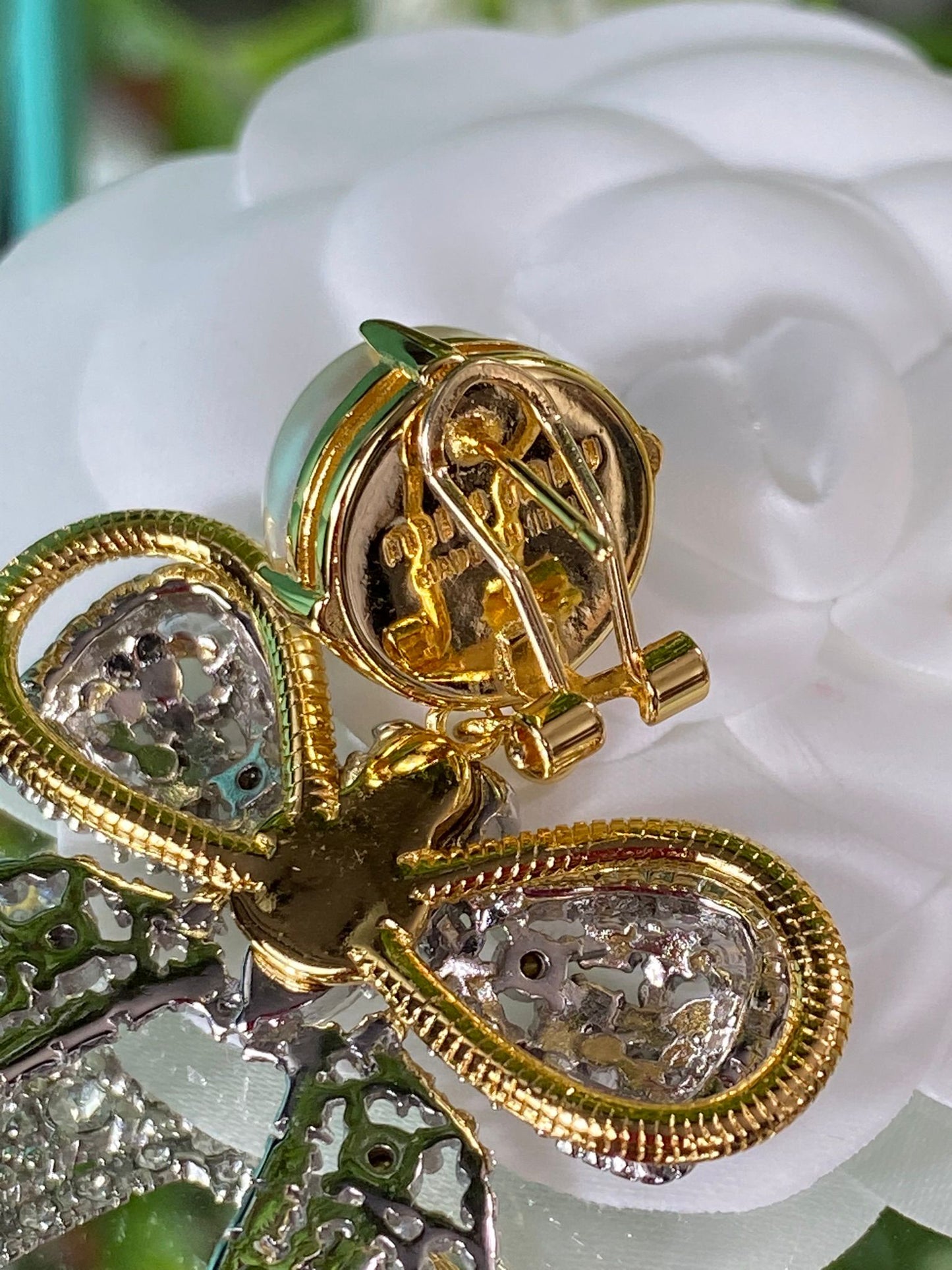 Luxus 18k gold plated Earrings with Pearl and Zirkonia Stones Occasion jewellery