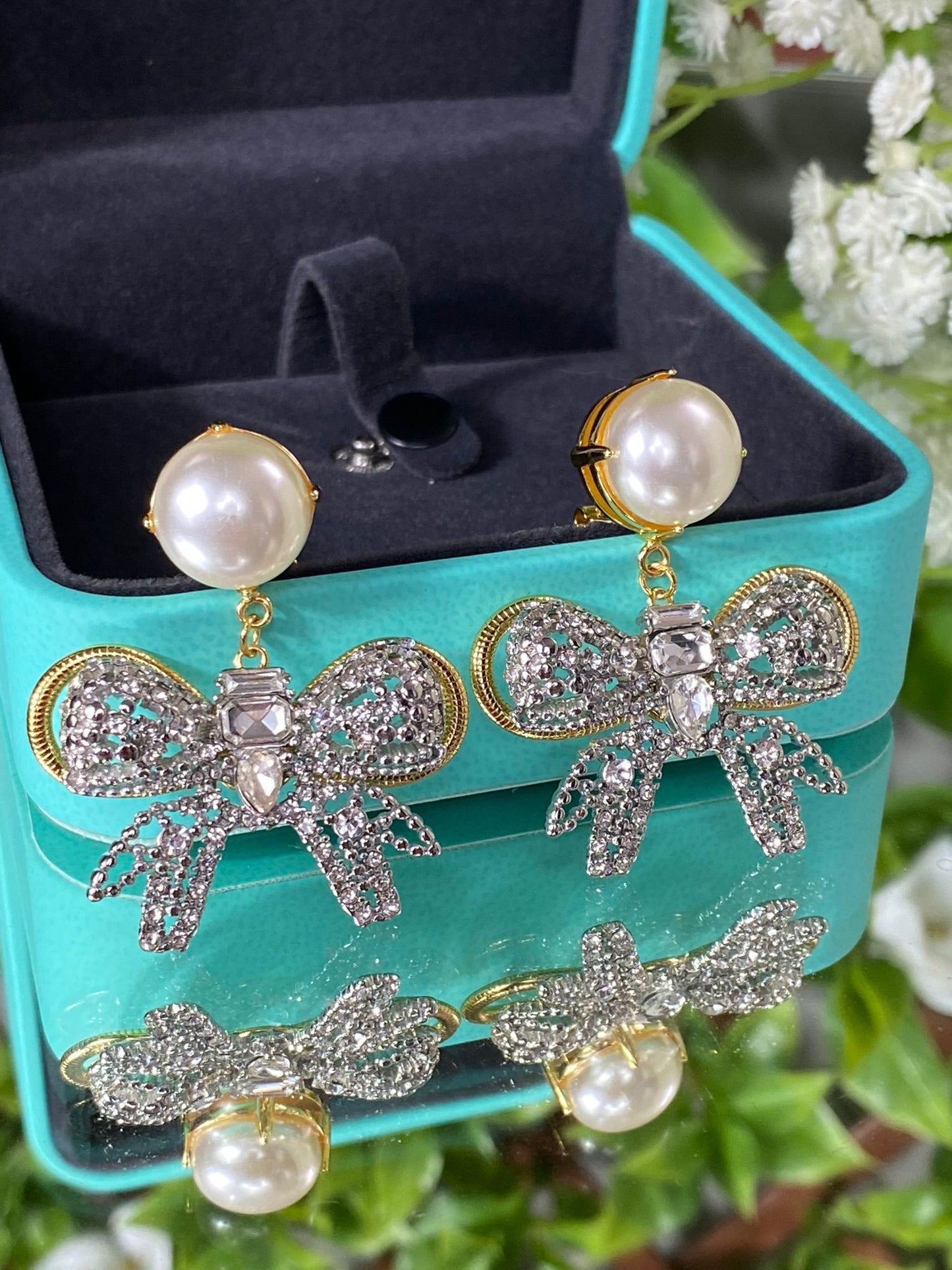 Luxus 18k gold plated Earrings with Pearl and Zirkonia Stones Occasion jewellery