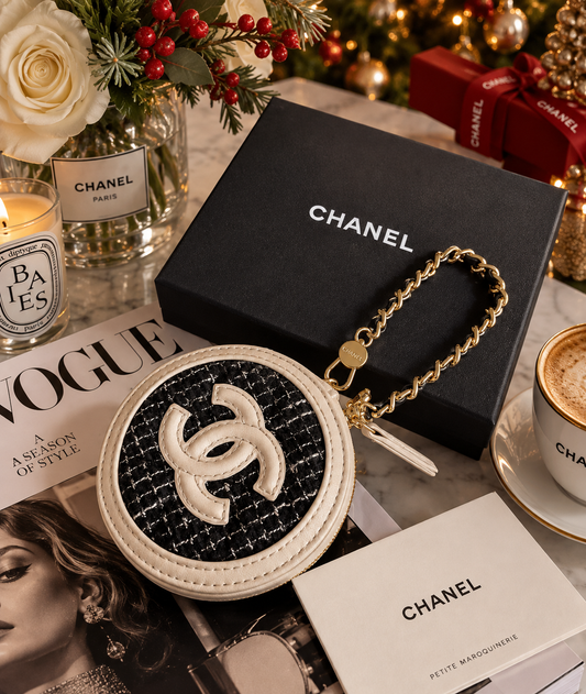 Chanel Mini round Make Up Cosmetic Pounch