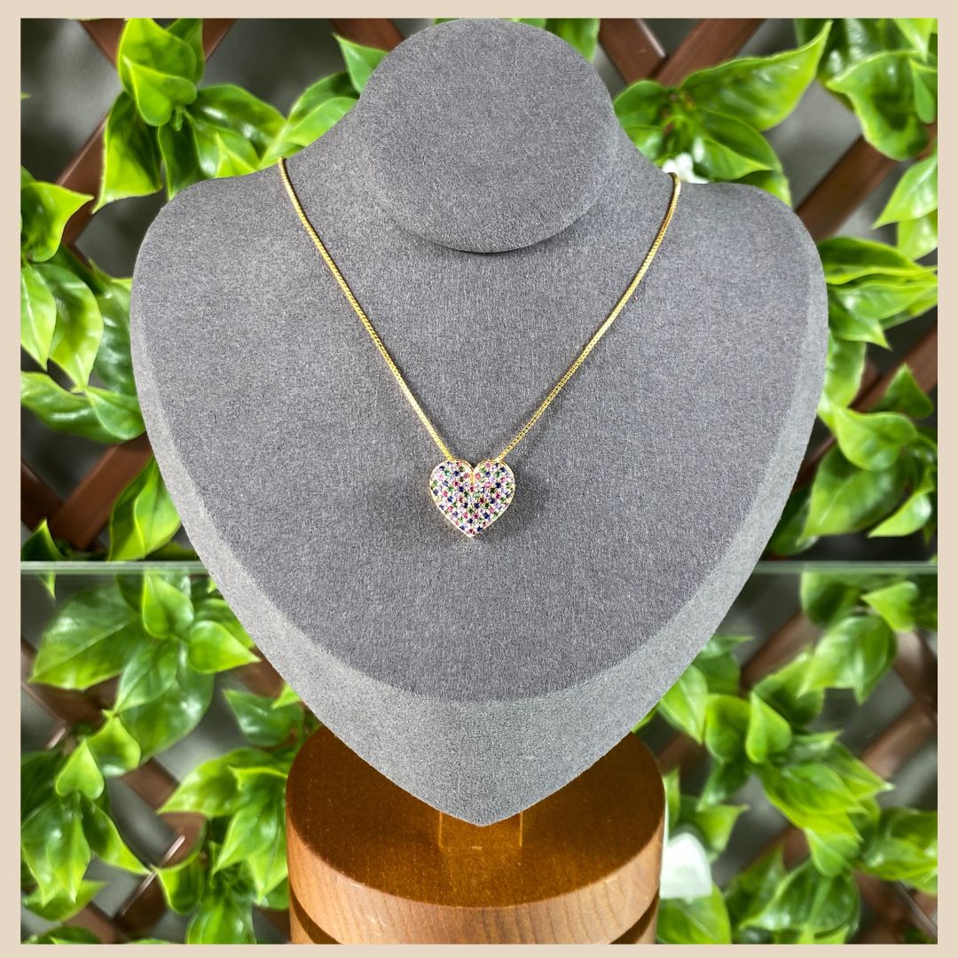 18k gold plated heart pendant necklace with Zirconia