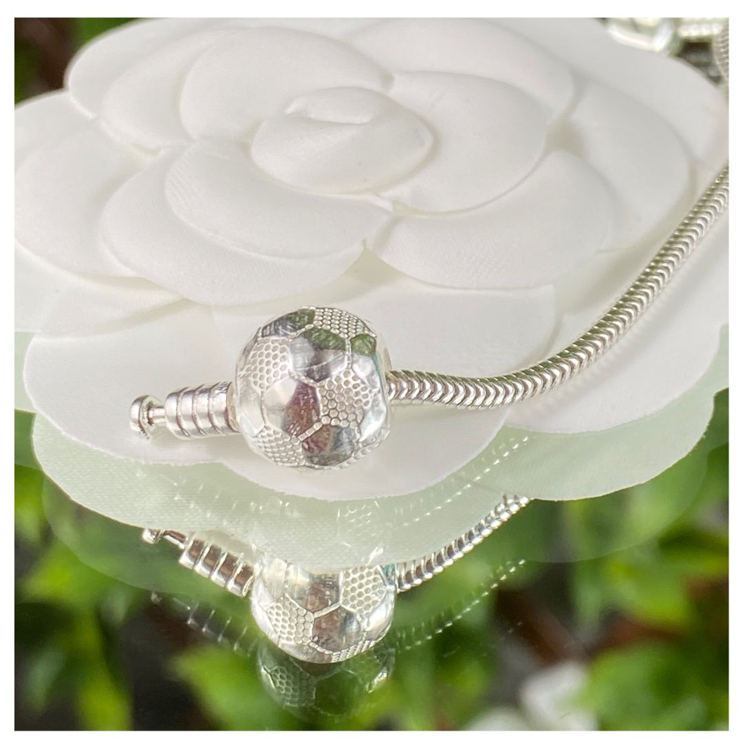 Silber 925 soccer ball Charm Bead für pandora, echtes Silber