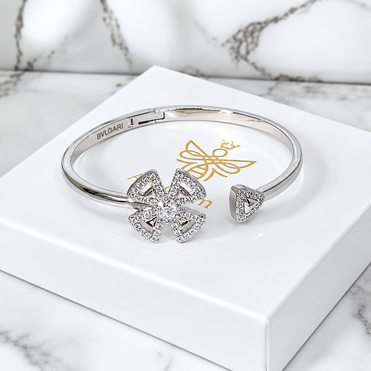**925 Sterling Silver Flower Bracelet for Women – Elegant Floral Bangle with Sparkling Zirconia | Luxury