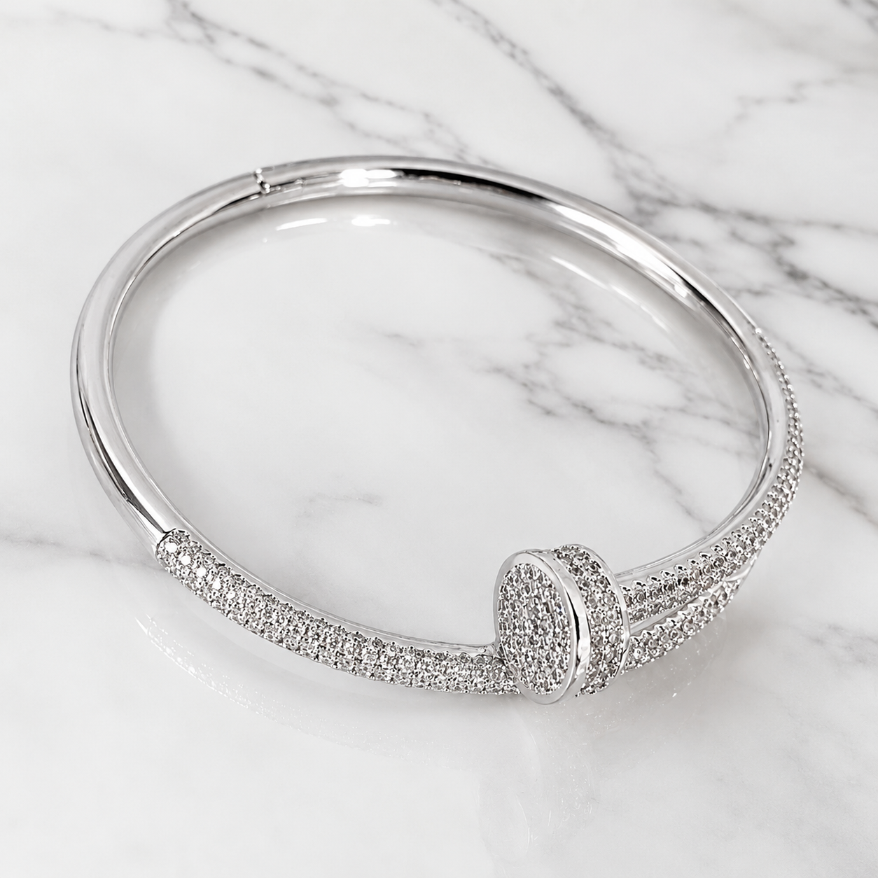 925 Sterling Silver Nail Bracelet for Women – Elegant Open Cuff Bangle | Luxury Minimalist Jewelry