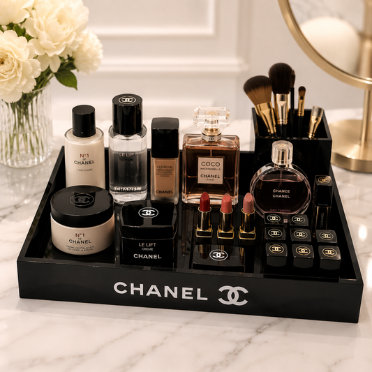 Chanel VIP Gift Serving & Makeup Tray – Luxury Cosmetic Organizer for Vanity and Beauty Essentials