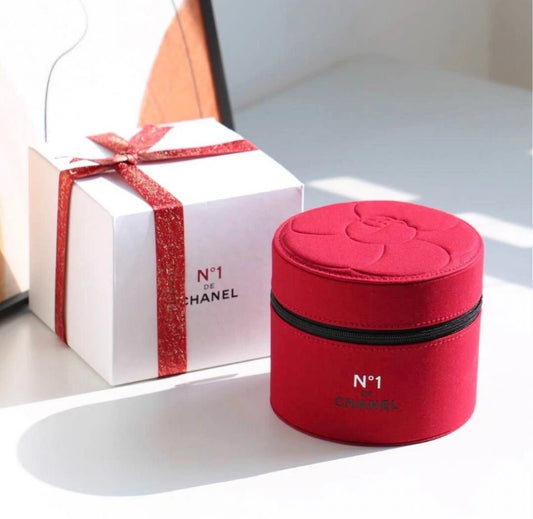 Chanel BEAUTÉ Jewellery Red Flowe Box, Travel Bag, Makeup Bag