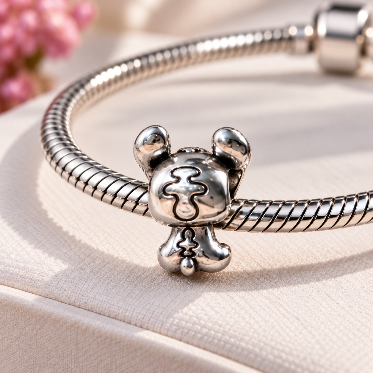 Cute Silver-Tone Mouse Charm Bead – Animal Pendant for Charm Bracelets, Elegant Jewellery Gift