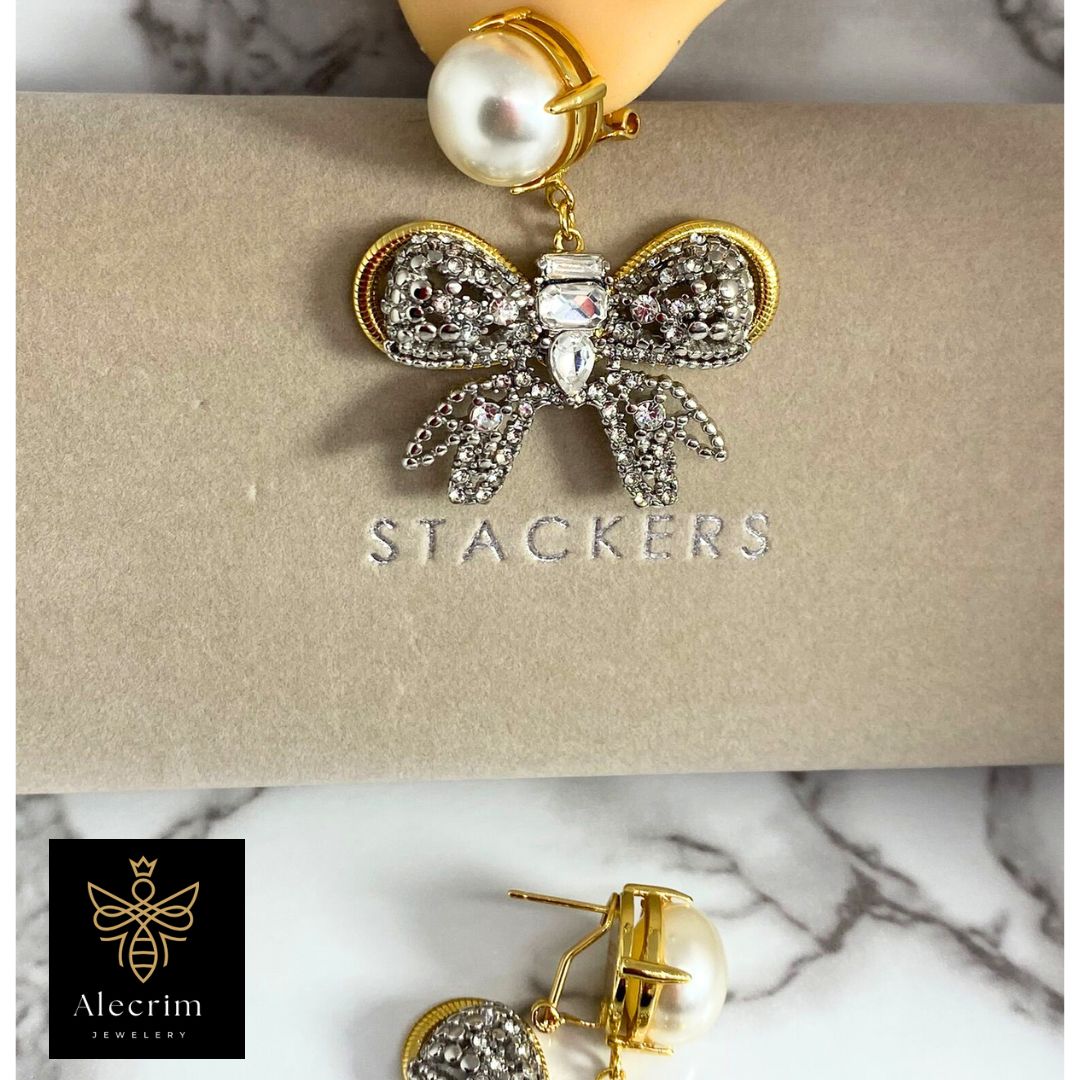 Luxus 18k gold plated Earrings with Pearl and Zirkonia Stones Occasion jewellery