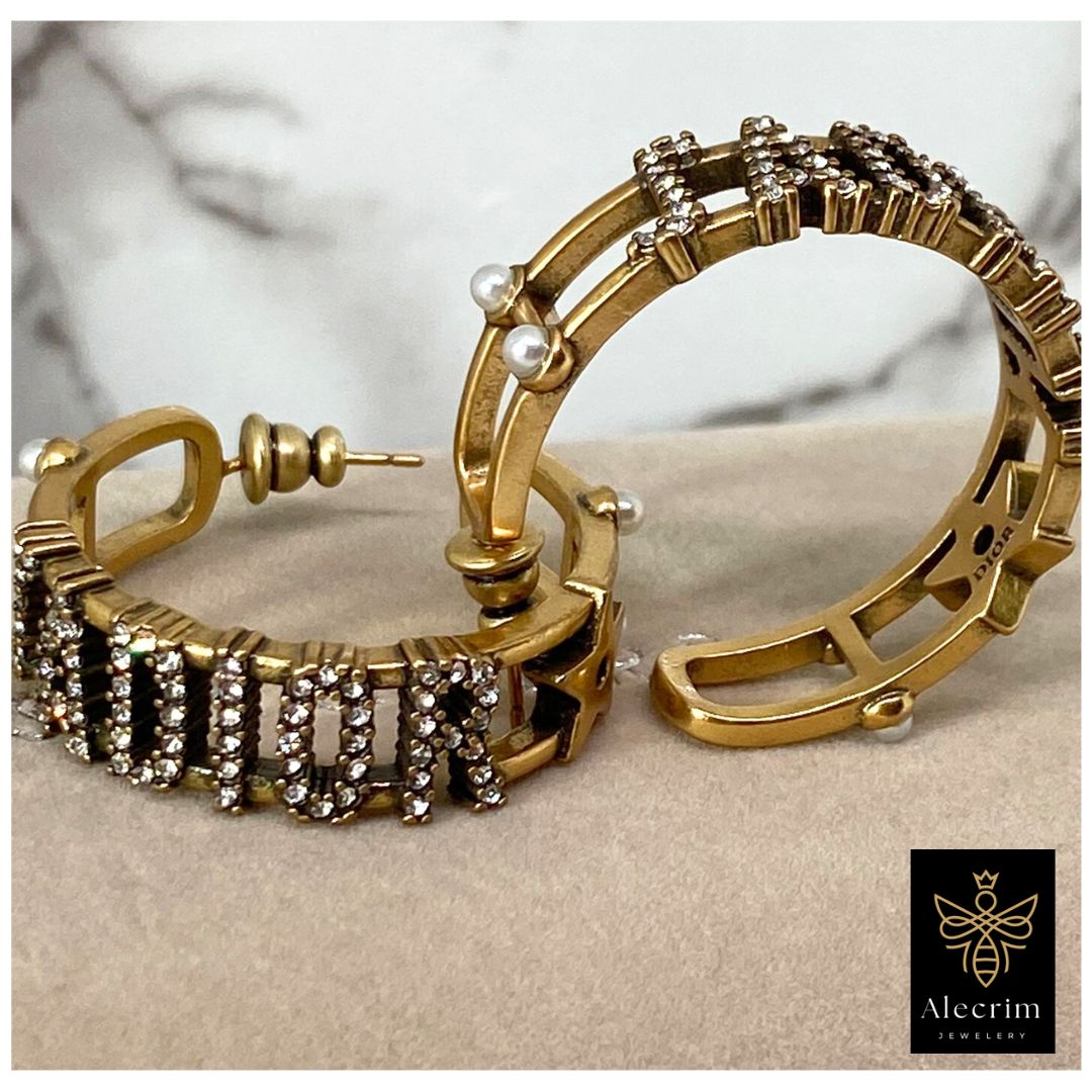 Damen Ohrring Gold Vergoldet -schick Occasion Jewelery - Vintage- Old Gold