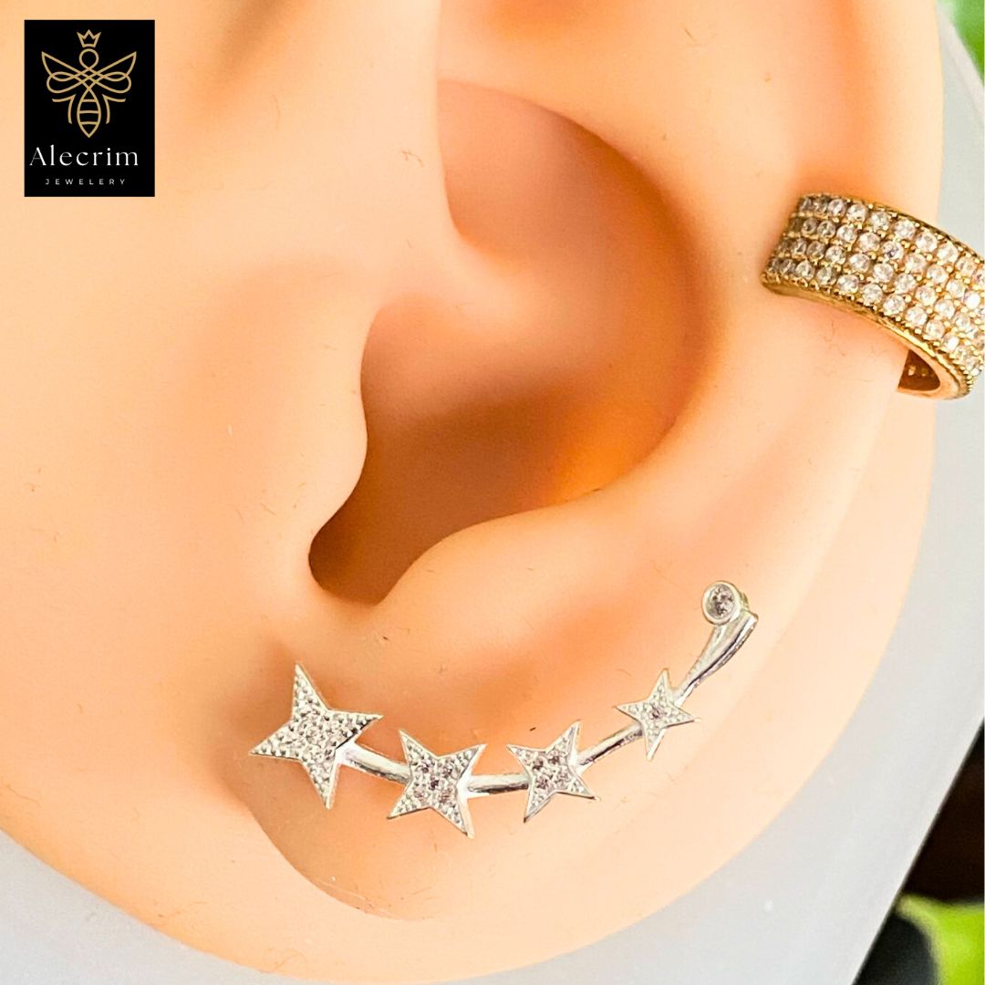 Neu Damen Silver ohrrings stern, Woman earrings 928 Silver