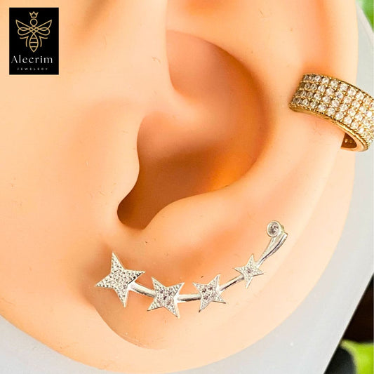 Neu Damen Silver ohrrings stern, Woman earrings 928 Silver