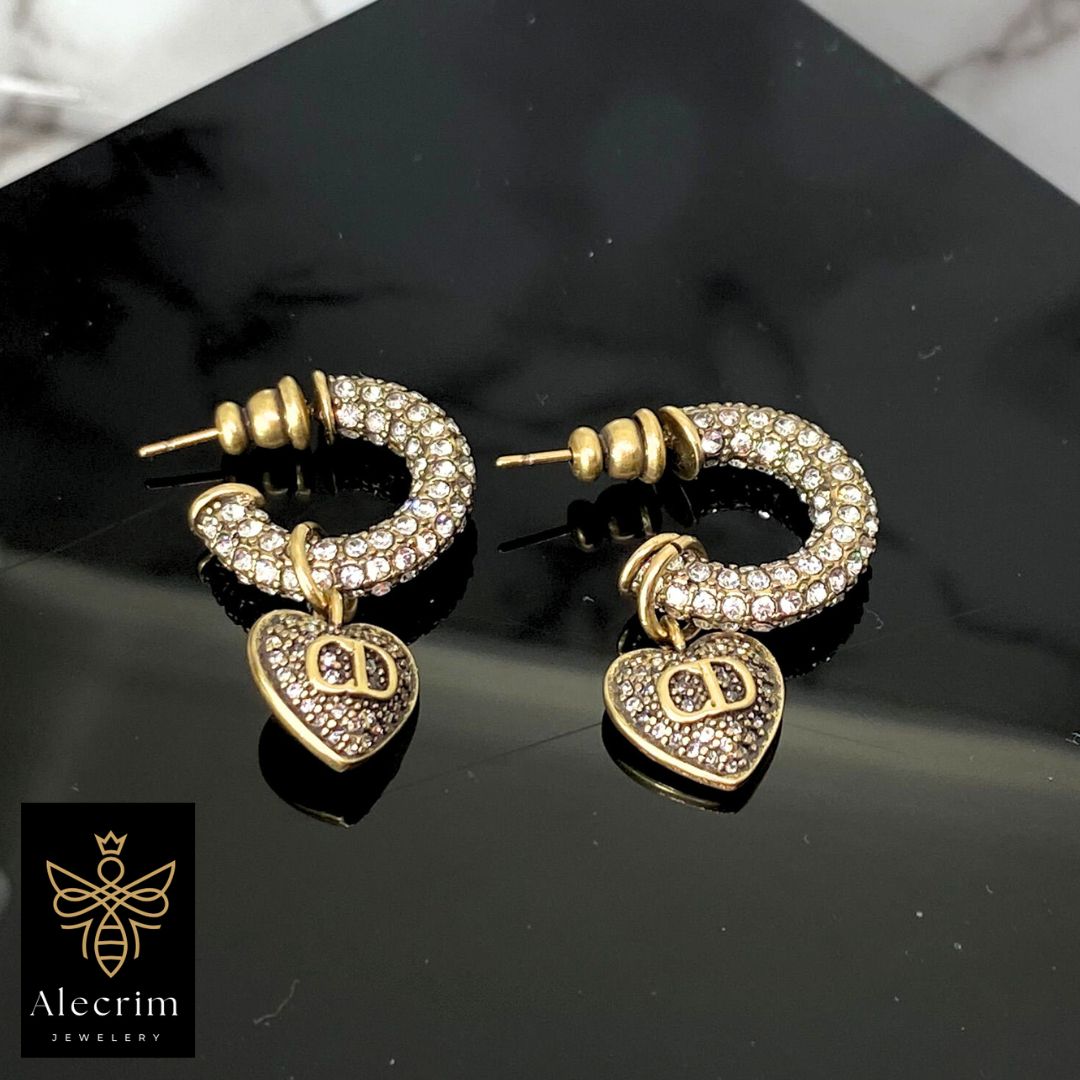 Damen OHRRINGE Metall mit AntikGold-Finish, Vintage Jewelery