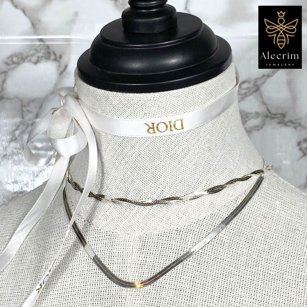 Choker-Halskette aus 925er Sterlingsilber Damen necklace geflochten