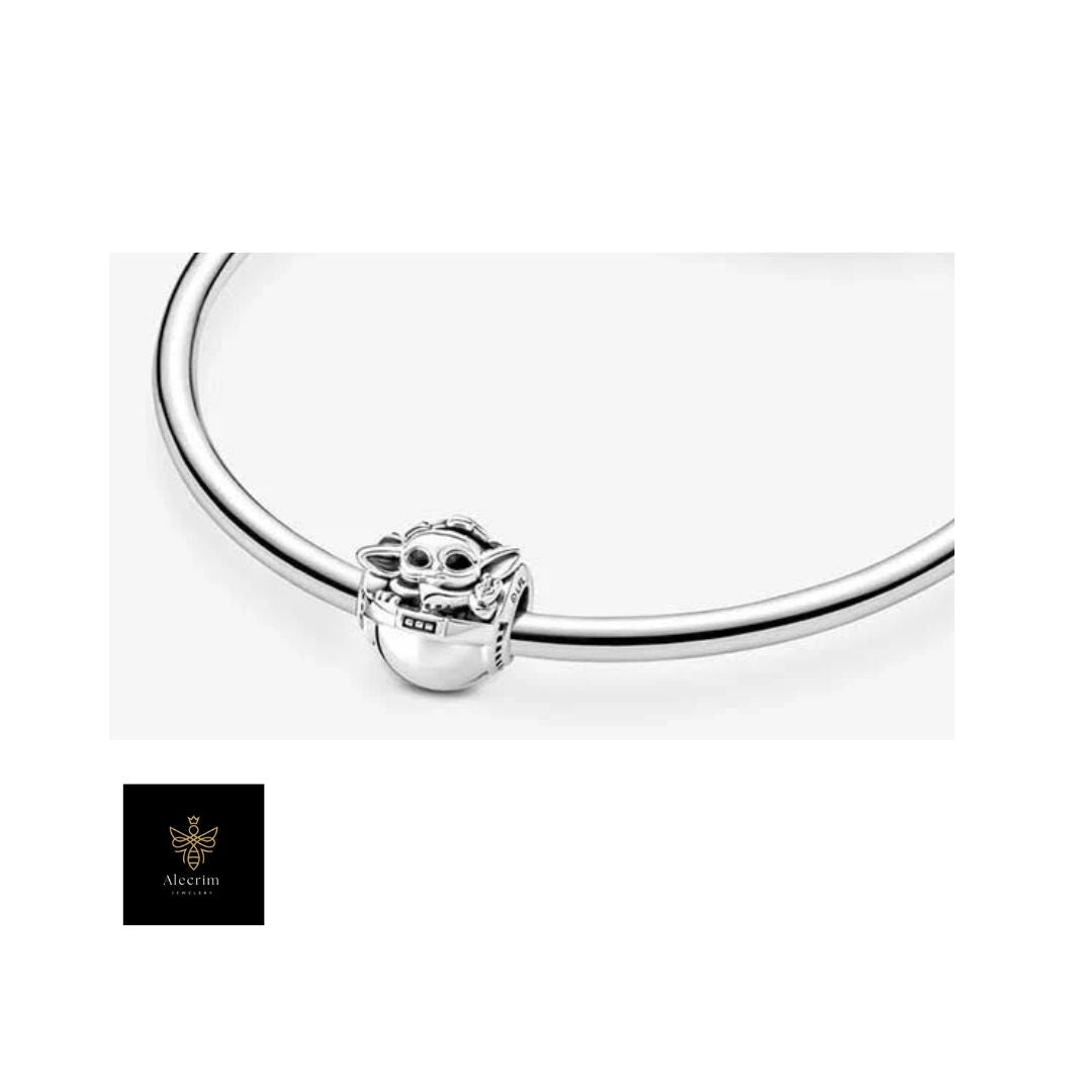 Grogu & Crib Charm;Silber Charm;Charm für Armband;