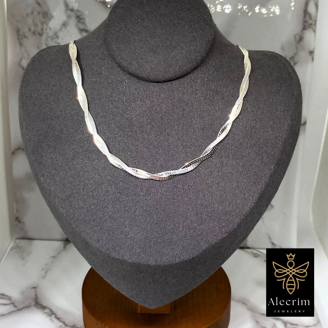 Choker-Halskette aus 925er Sterlingsilber Damen necklace geflochten
