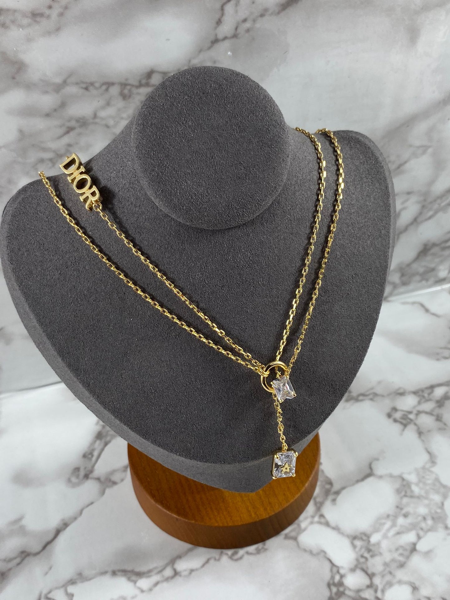 Double gold chain necklace women's