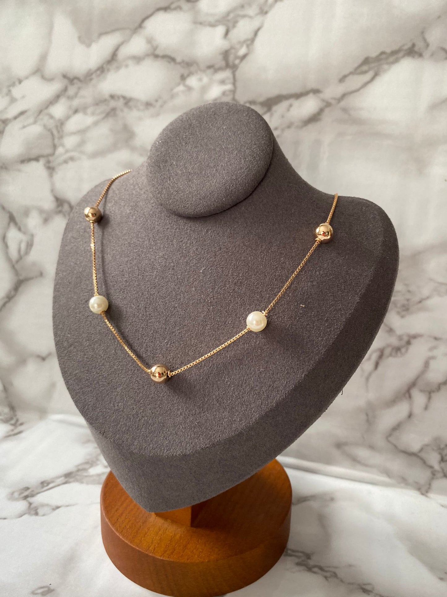 Neu Damen 18k Gold Vergoldet Kette, Necklace Pearls Details