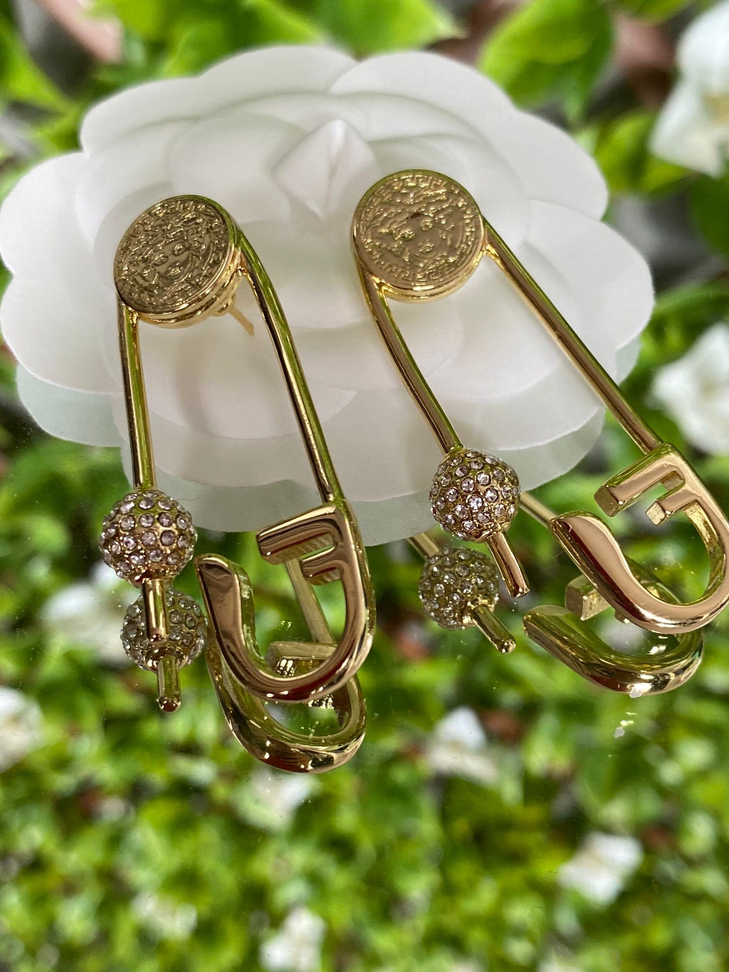 18k gold plated Earrings with Zirconia, Chic Occasion jewellery