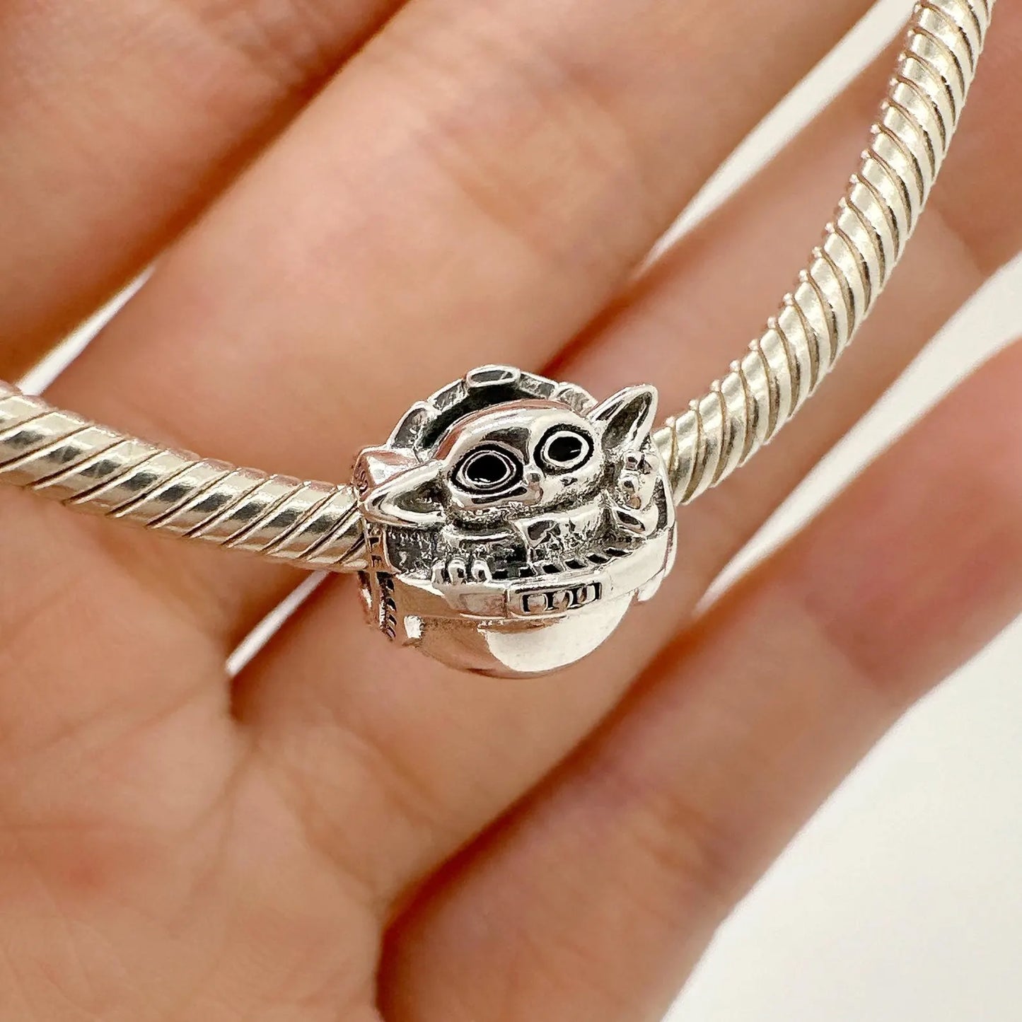 Grogu & Crib Charm;Silber Charm;Charm für Armband;