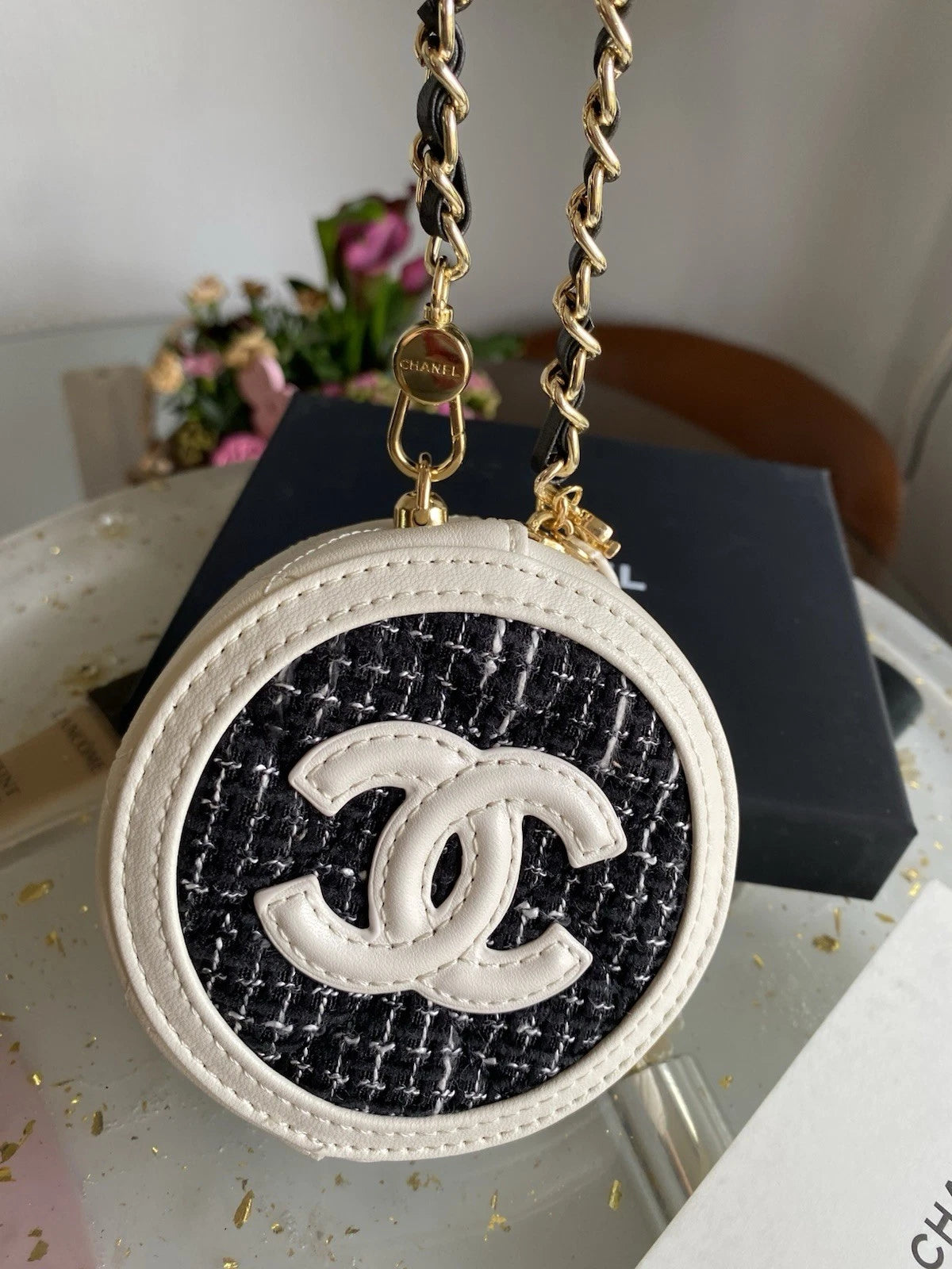 Chanel Mini round Make Up Cosmetic Pounch