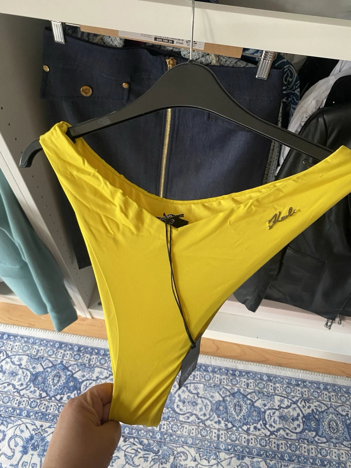 Karl Lagerfeld Yellow Bikini Bottom – Luxury Beachwear Swim Briefs for Women
