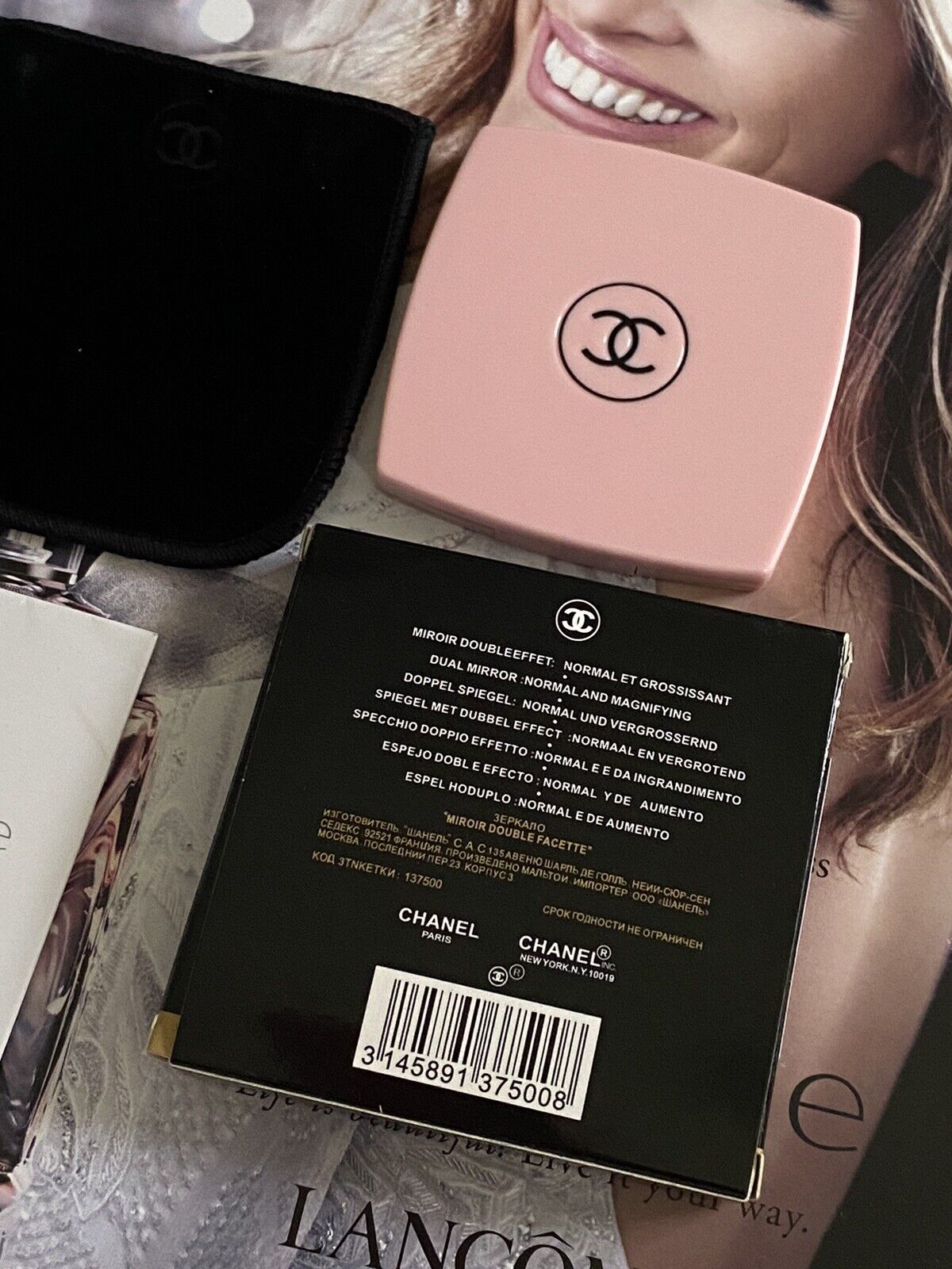 CHANEL MIROIR Makeup Mirror Pink DOUBLE FACETTES