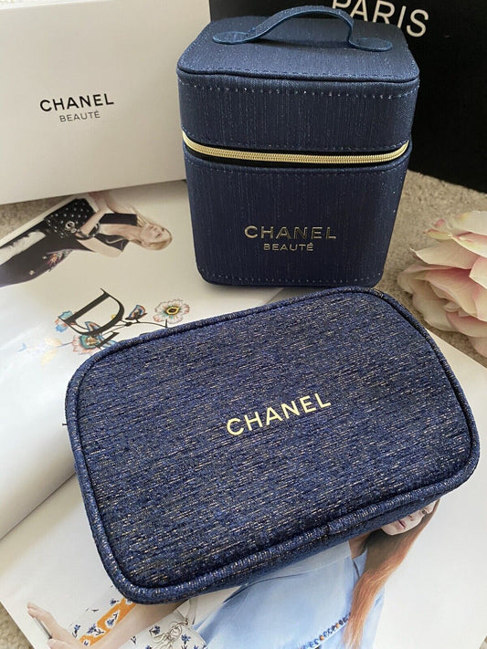 CHANEL BEAUTÉ cosmetic bag- Makeup Bag- Limited Ediction BLUE Bag