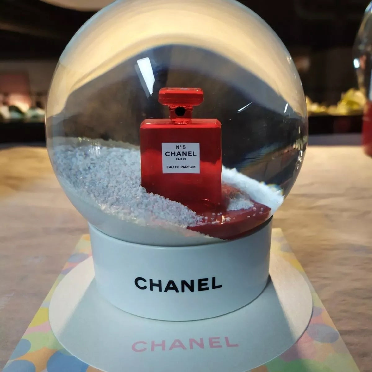 Red Number 5 Chanel Perfum Bottle Snow Globe