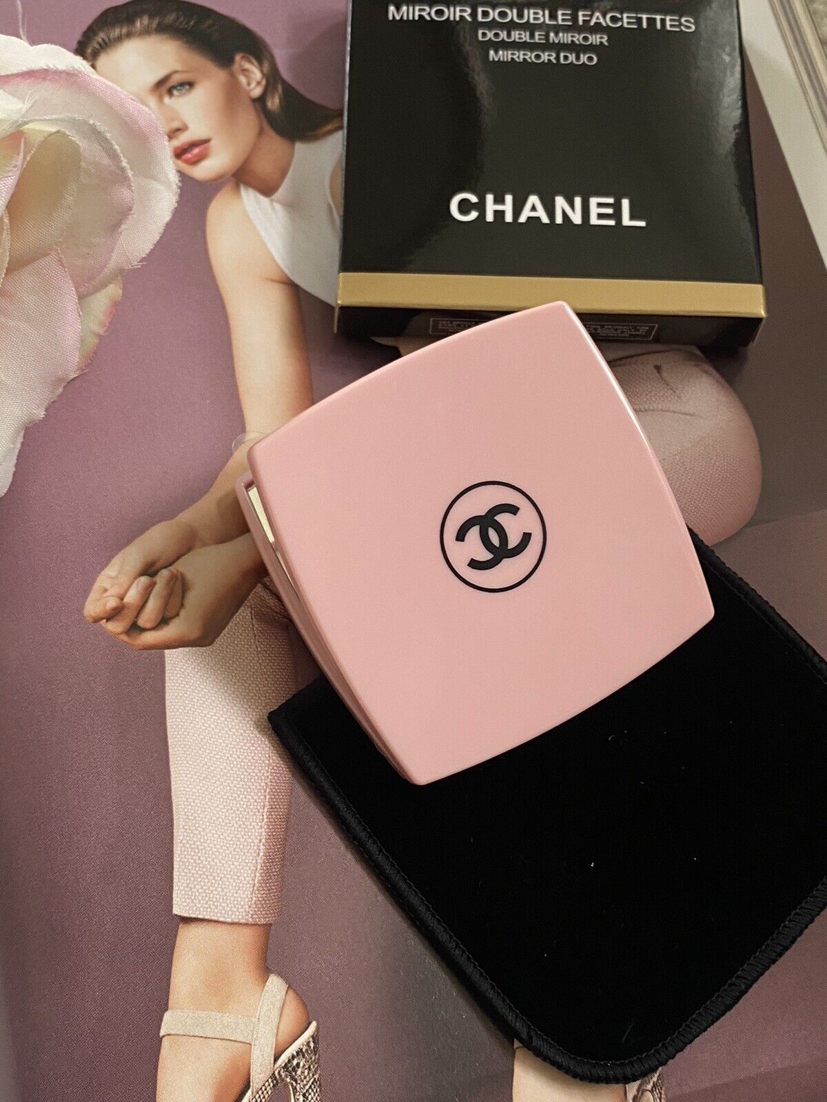 CHANEL MIROIR Makeup Mirror Pink DOUBLE FACETTES