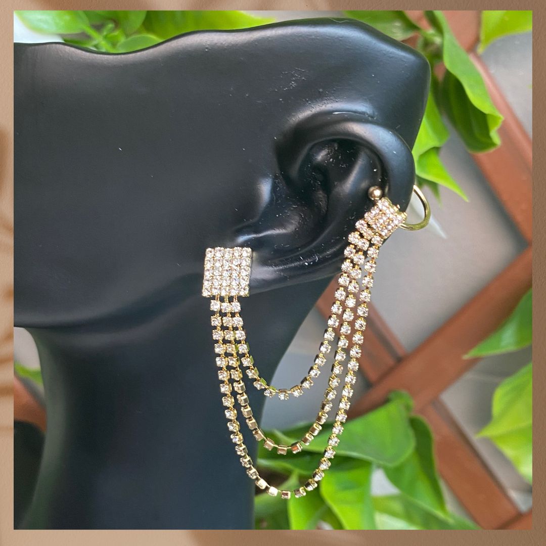 Damen Ohrring in 18 Karat Gold Vergoldet, schick Occasion