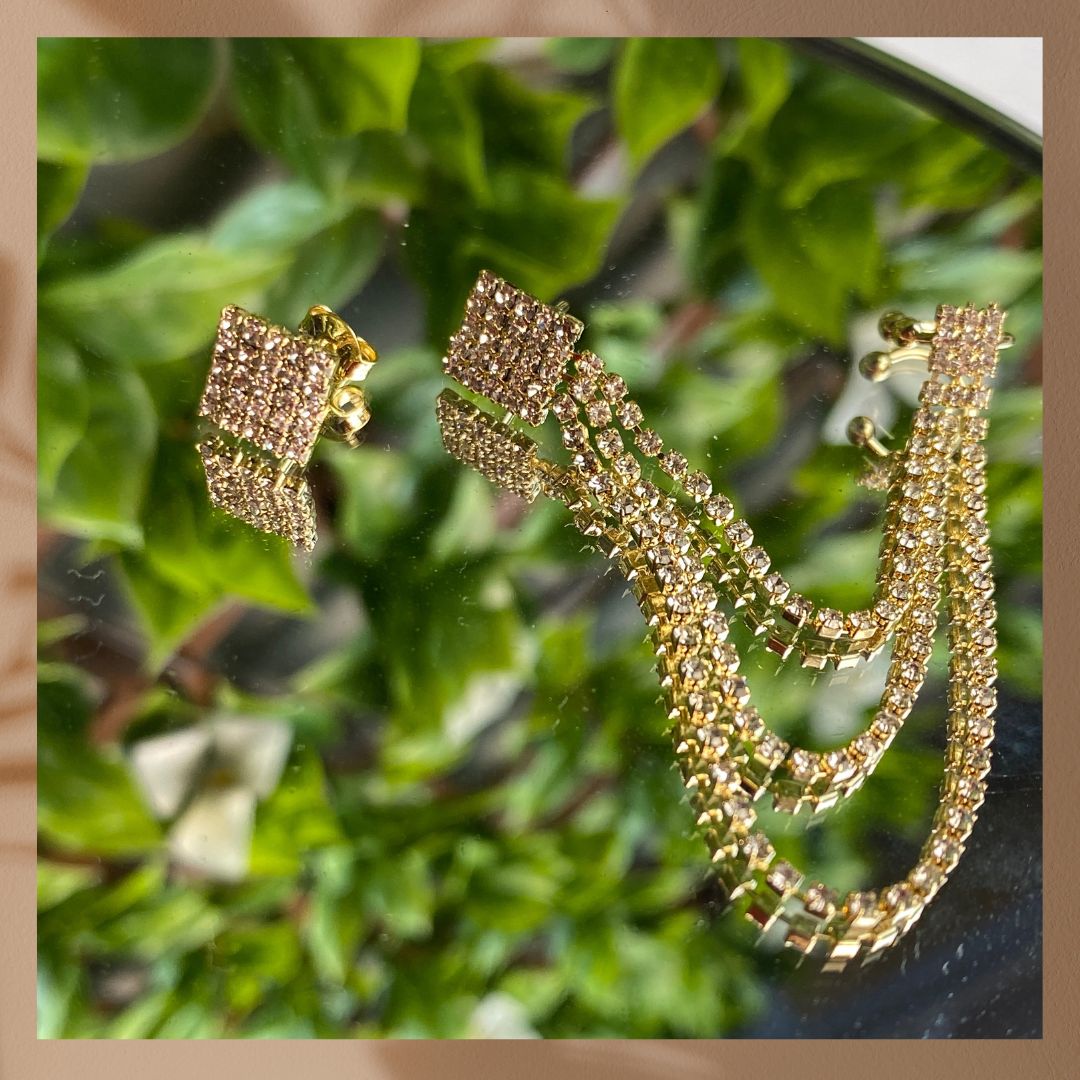 Damen Ohrring in 18 Karat Gold Vergoldet, schick Occasion