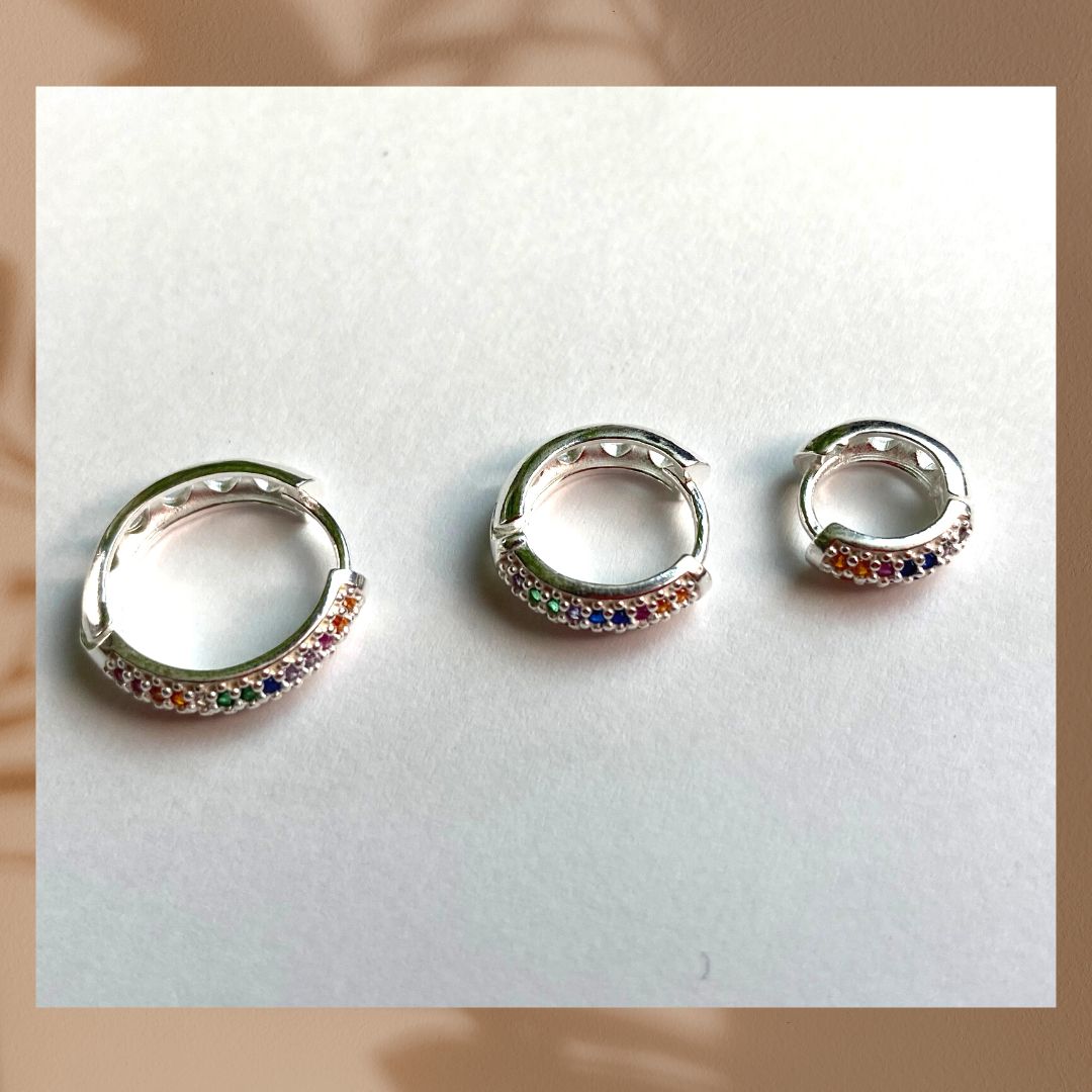 Damen Trio silberohrringe 925 mit farbigen Steinen Special Gifts