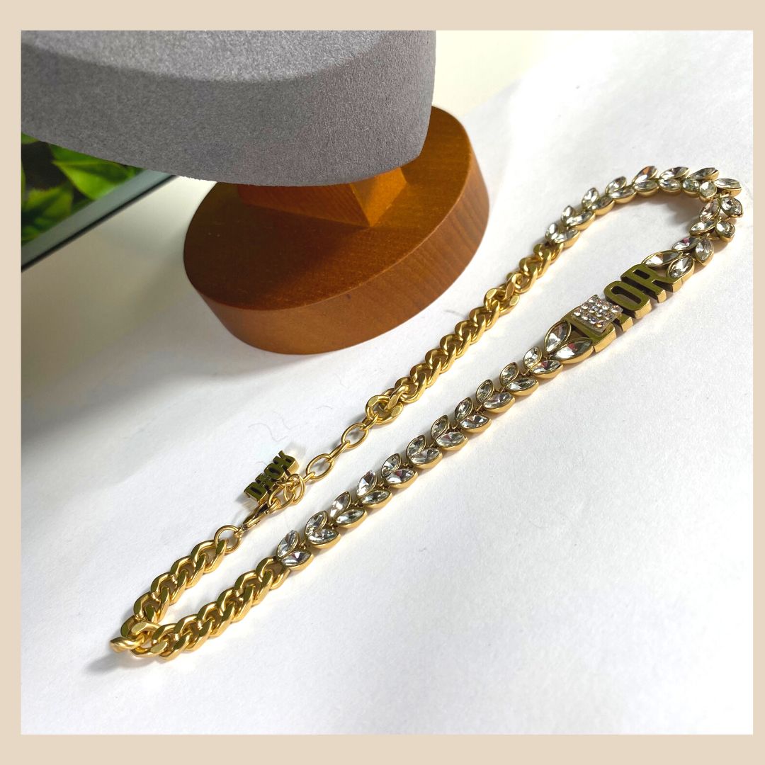 Damenkette Gold vergoldete Halskette Choker 19cm