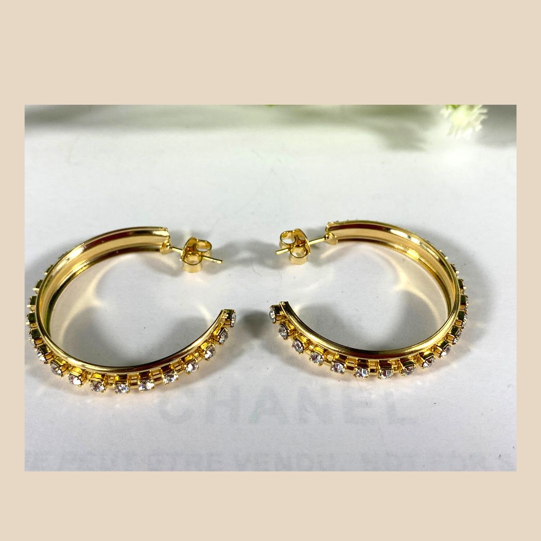 Damen Ohrring in 18 Karat Gold plattiert, mit Zirkoniastein
