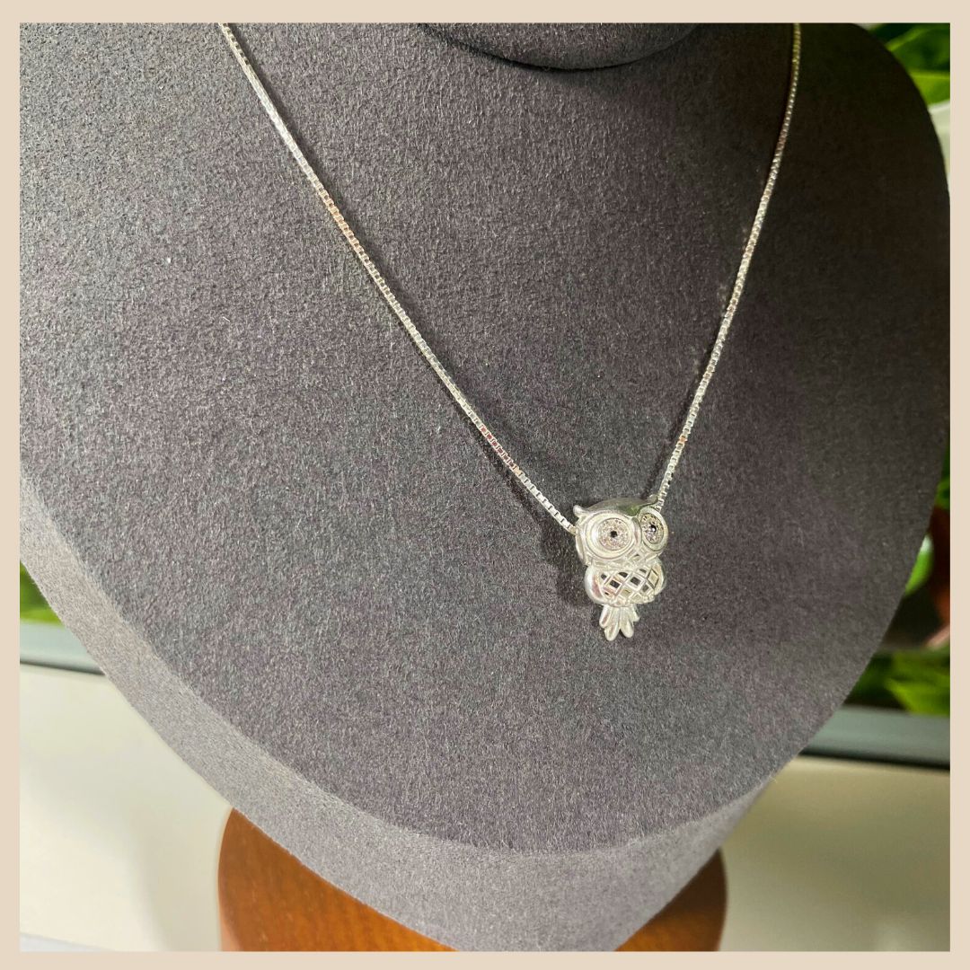 Damen ketten silber 925 mit Eule anhänger, Necklace echtes Silber, Special Gifts