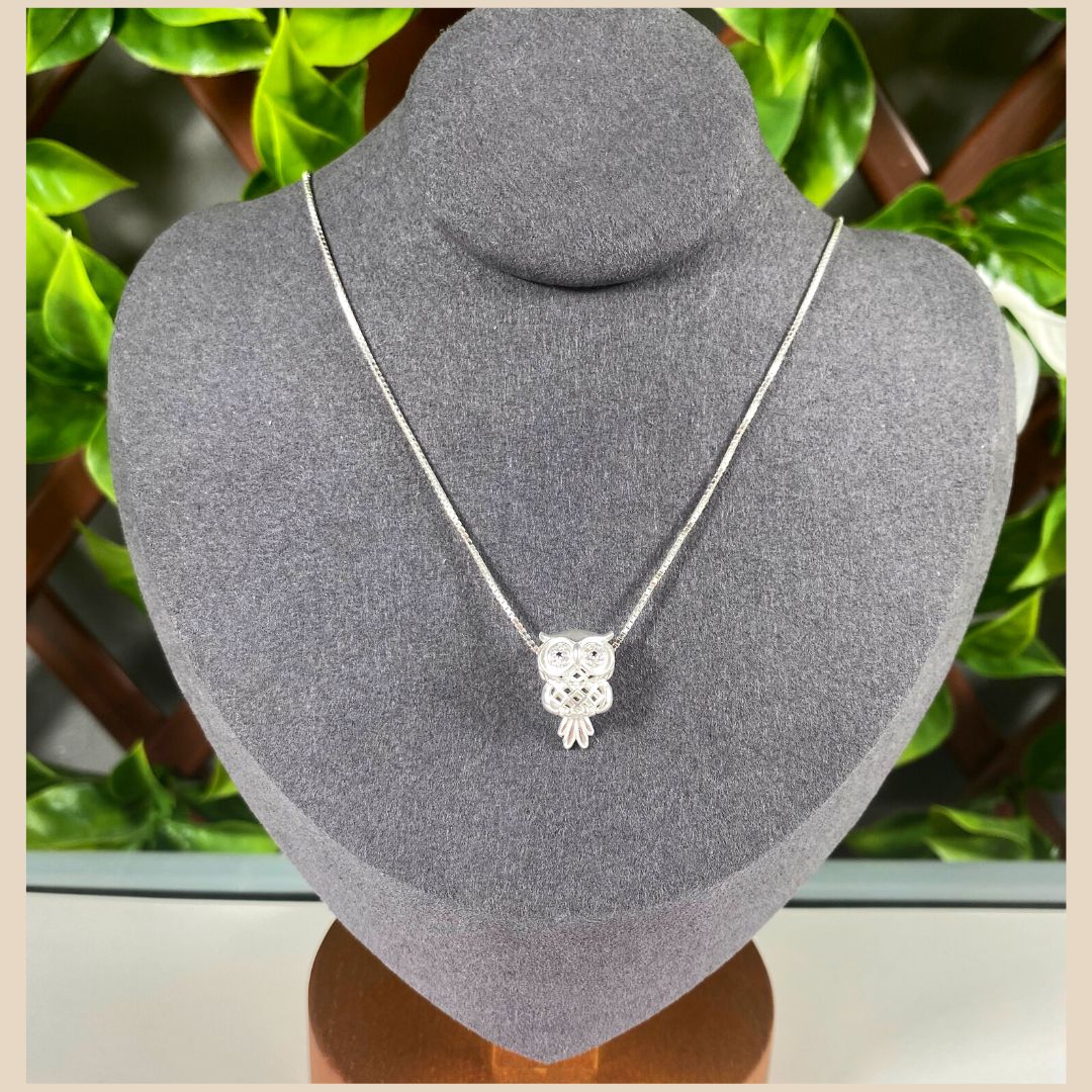 Damen ketten silber 925 mit Eule anhänger, Necklace echtes Silber, Special Gifts