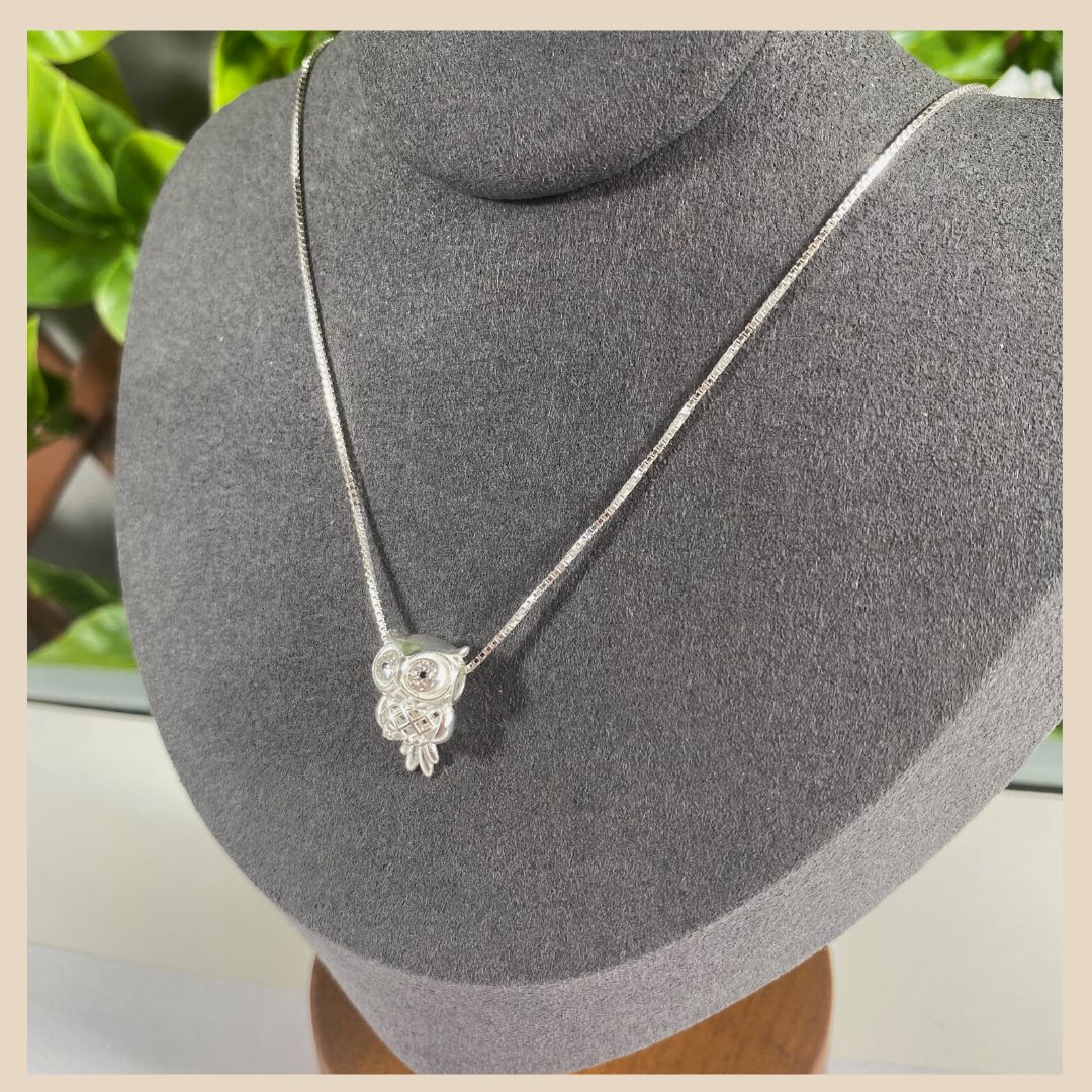 Damen ketten silber 925 mit Eule anhänger, Necklace echtes Silber, Special Gifts