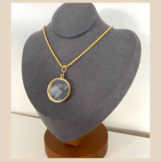 Unisex Foto-Medaillon kettenanhänger vergoldet hält ein 3 cm großes Foto ( nur das Reliquiar)