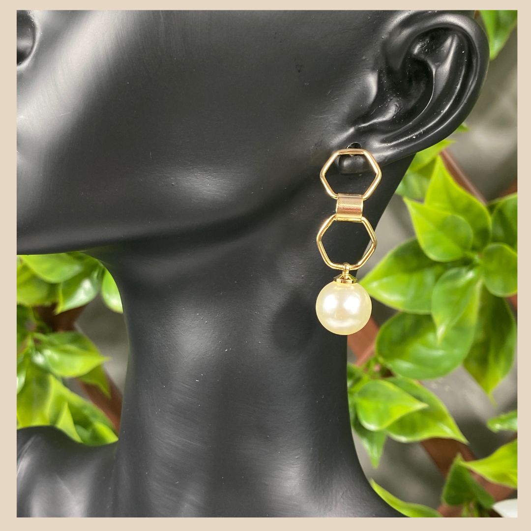 Damen Perle Ohrring in 18 Karat Gold Vergoldet, schick Occasion