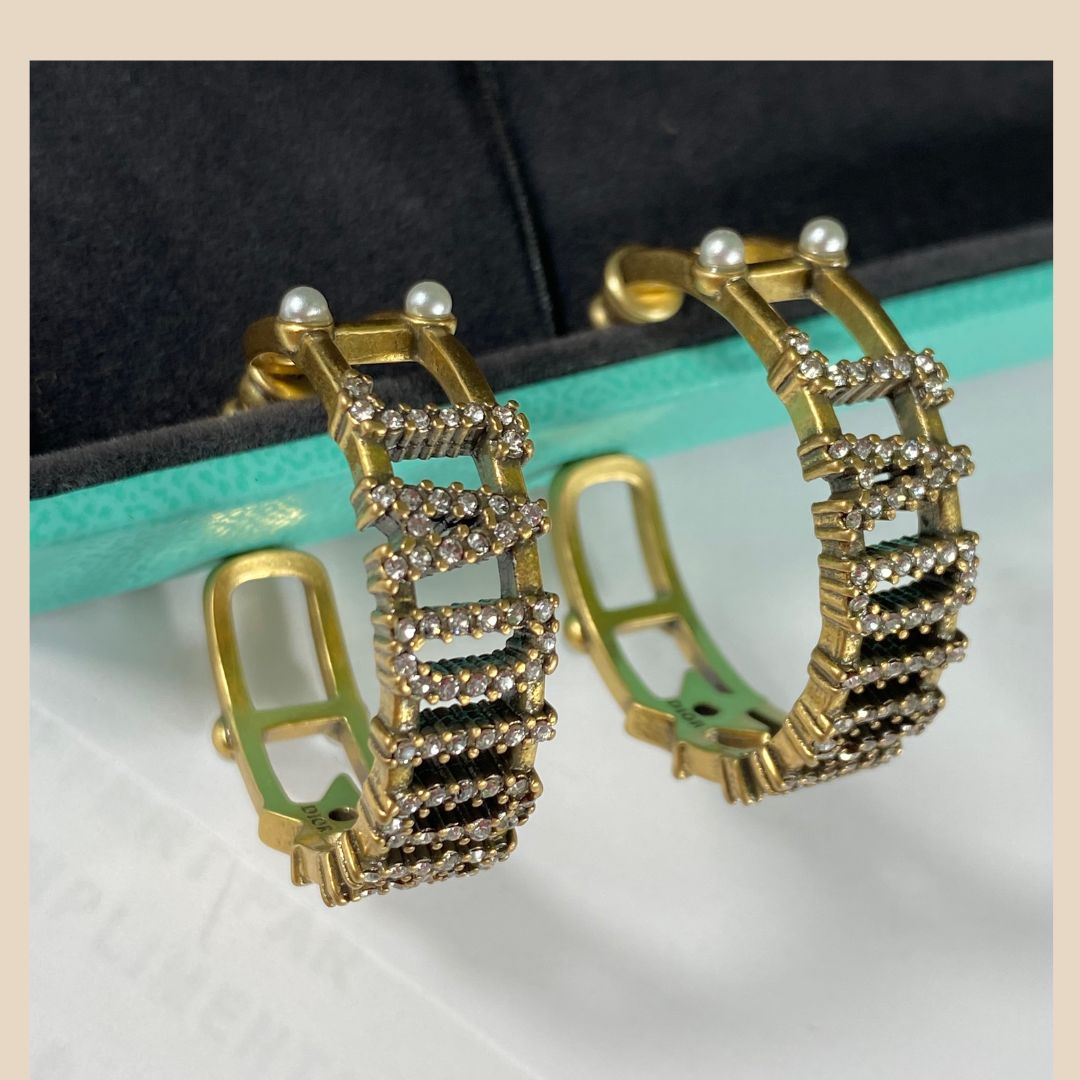 Damen Ohrring Gold Vergoldet -schick Occasion Jewelery - Vintage- Old Gold