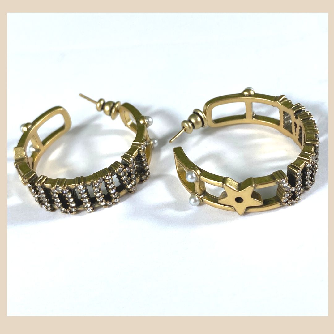 Damen Ohrring Gold Vergoldet -schick Occasion Jewelery - Vintage- Old Gold