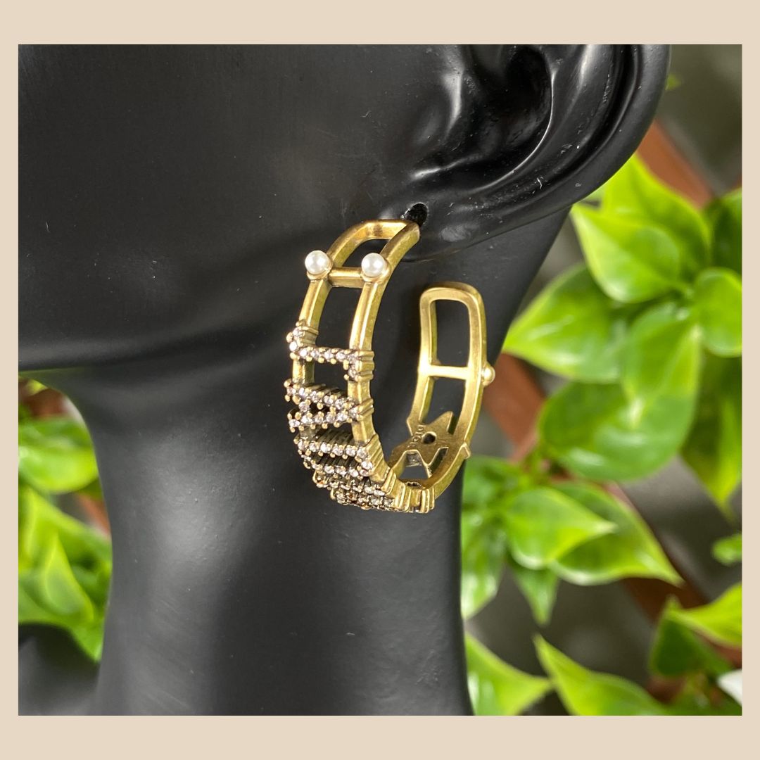 Damen Ohrring Gold Vergoldet -schick Occasion Jewelery - Vintage- Old Gold