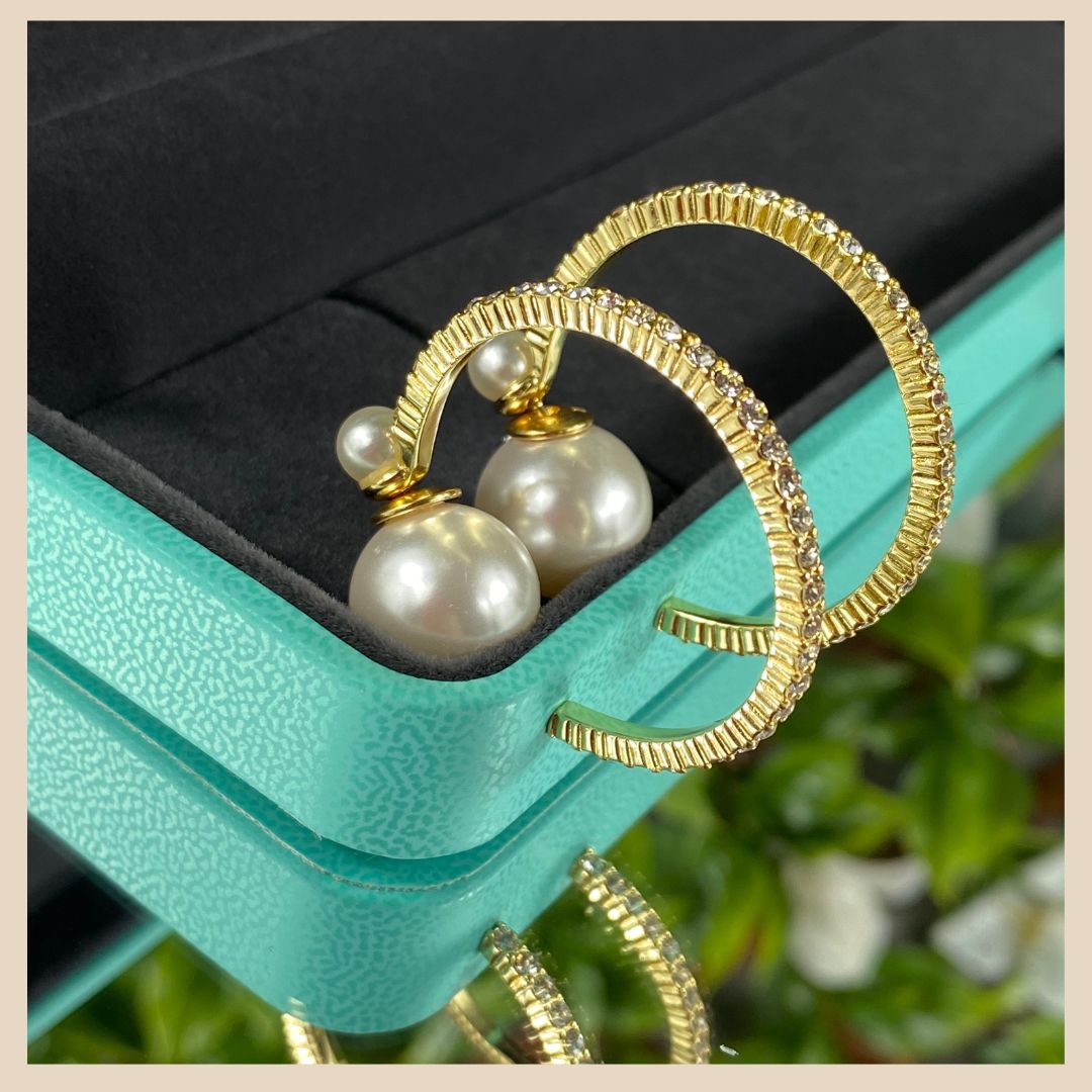 Damen Perle Ohrring Gold Vergoldet , schick Occasion Jewelery