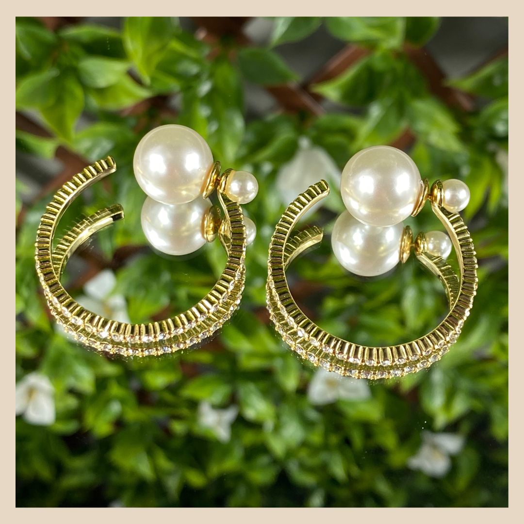 Damen Perle Ohrring Gold Vergoldet , schick Occasion Jewelery