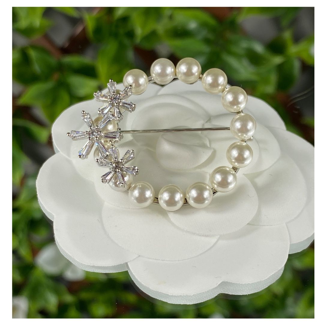 Damen Silberne perle Brosche Special Occasion Jewelery