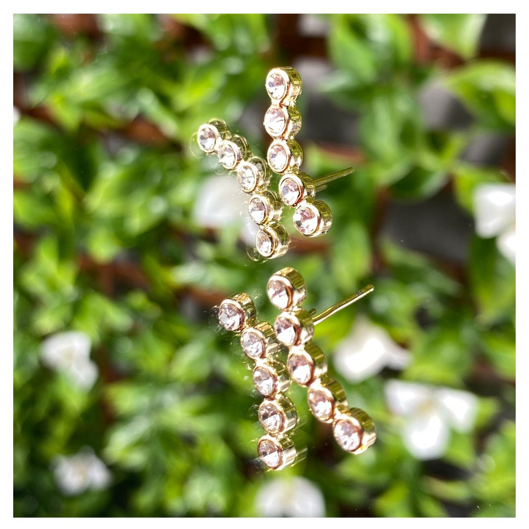 Damen Ohrring in 18 Karat Gold , mit Strass, Special Gifts