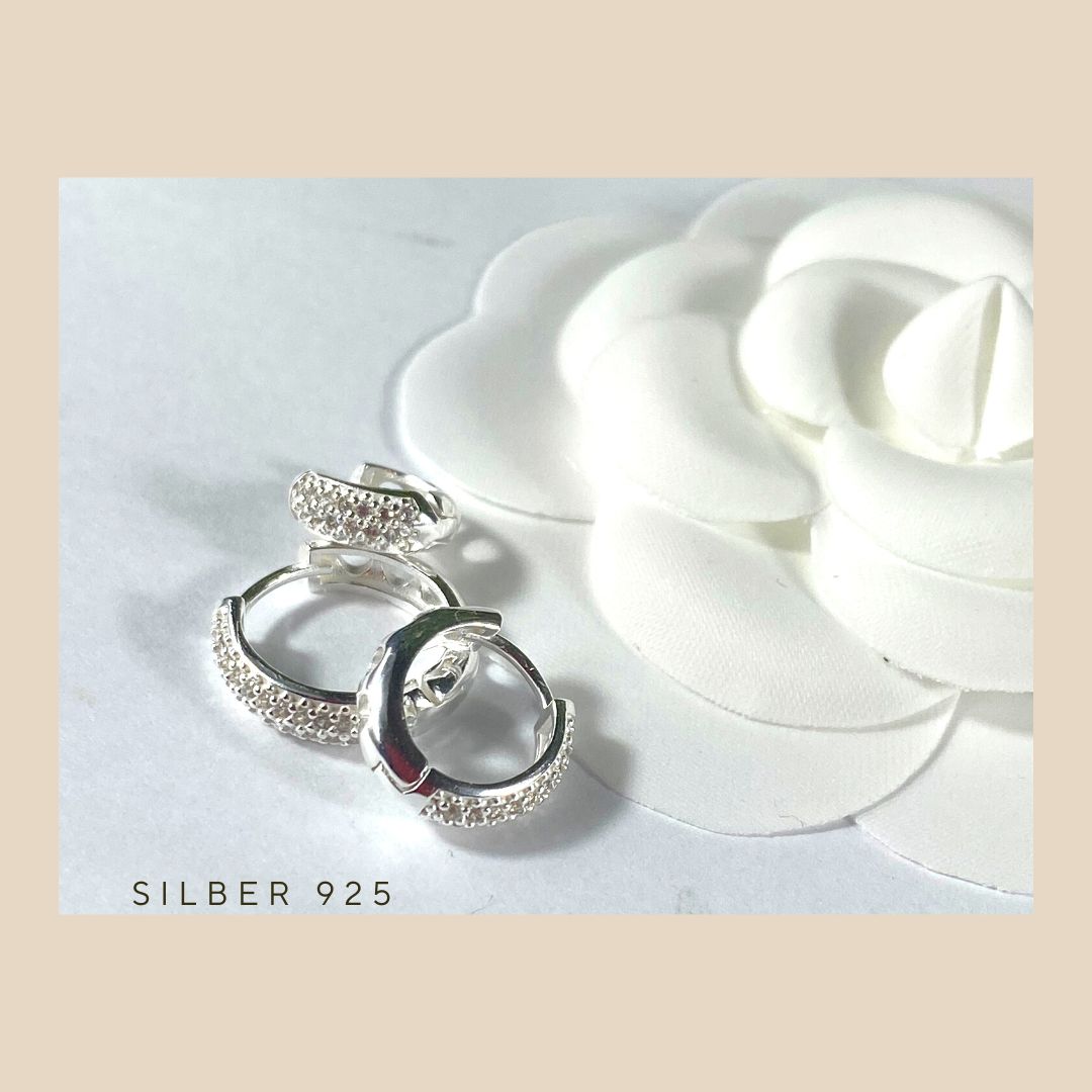 Damen Trio silberohrringe 925 mit Zirkonia Steinen Special Gifts