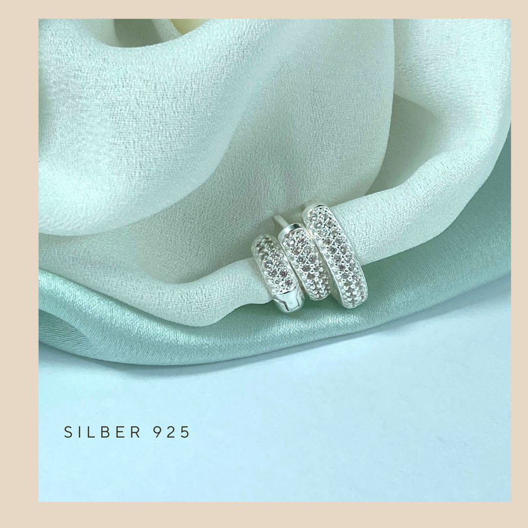 Damen Trio silberohrringe 925 mit Zirkonia Steinen Special Gifts