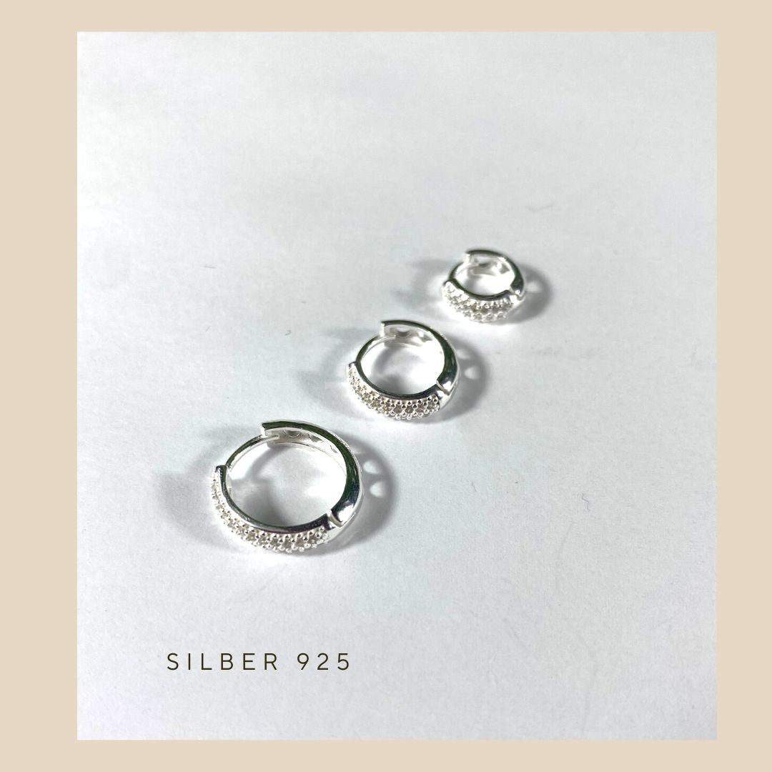 Damen Trio silberohrringe 925 mit Zirkonia Steinen Special Gifts